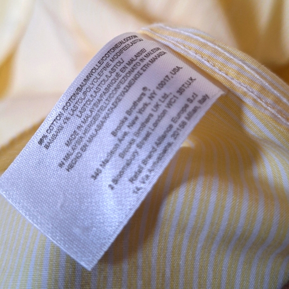 Brooks Brothers Mini Stripe Fitted Non-Iron Stretch Cotton Shirt - YELLOW/WHITE - Picture 14 of 16